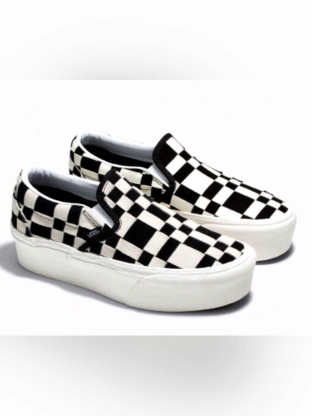 Vans Checkerboard Slip-On Platform Sneakers in Black and White